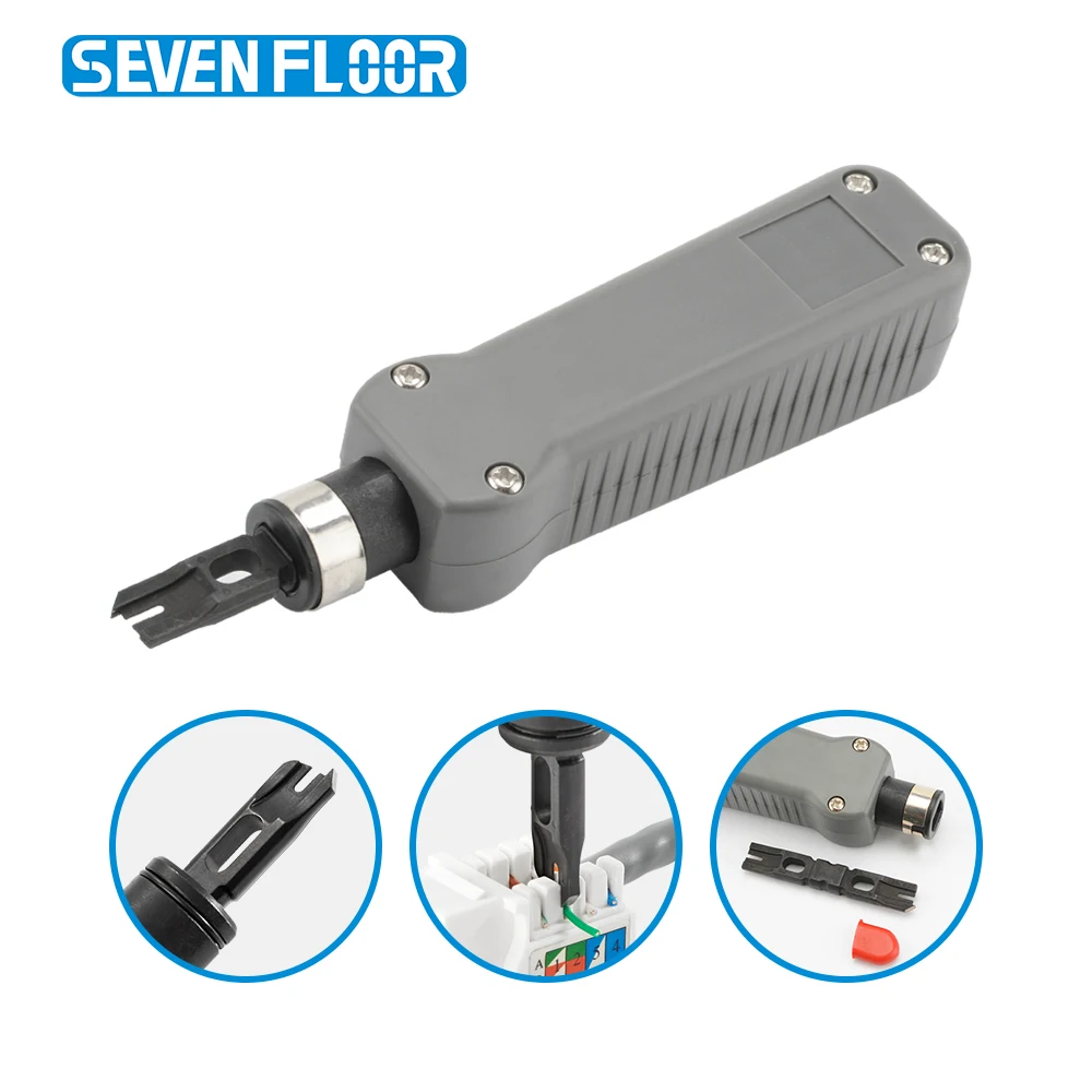 أداة لكمة أسفل ‌   مع تجعيد شفرة ثنائية الاستخدام لوحدات 110/88 رفوف وألواح الكابلات Cat5e/Cat6 - أداة تركيب الشبكة