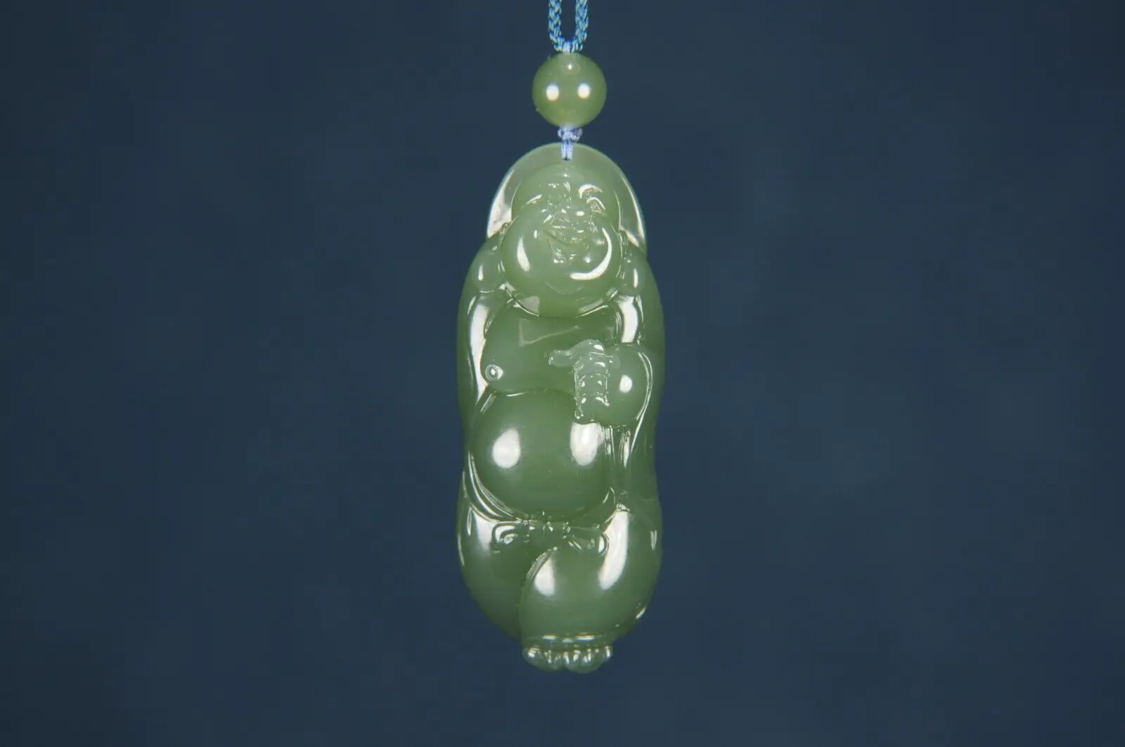 CERTIFIED WONDERFUL 35g 100% NATURAL HOTAN GREEN JADE HAND CARVED BUDDHA PENDANT