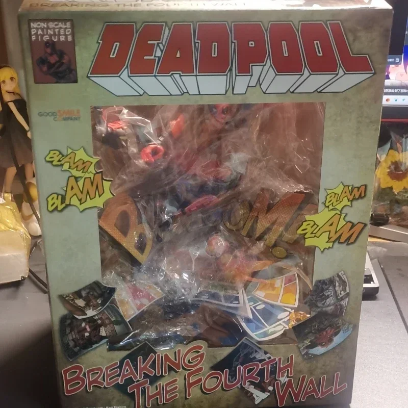 24cm Anime Figure Deadpool Breaking The Fourth Wall Action Figurine Pvc Collectible Computer Case Decor Model Dolls Toy Gift