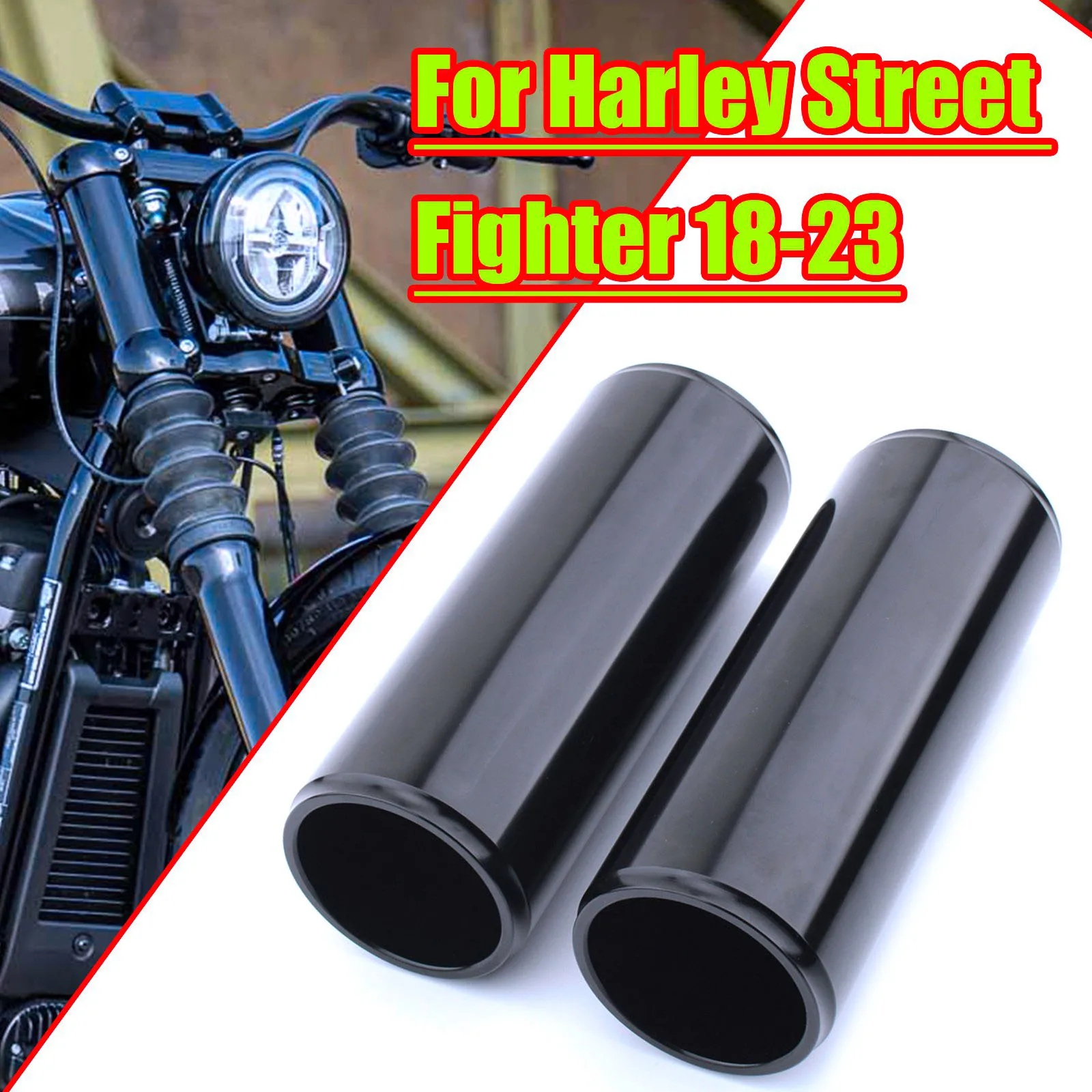 2 Pcs/Set Motorcycle Front Fork Cover Boot Slider Upper Shock Absorber Cover For Harley Street Bob 2018-2023 ﻿