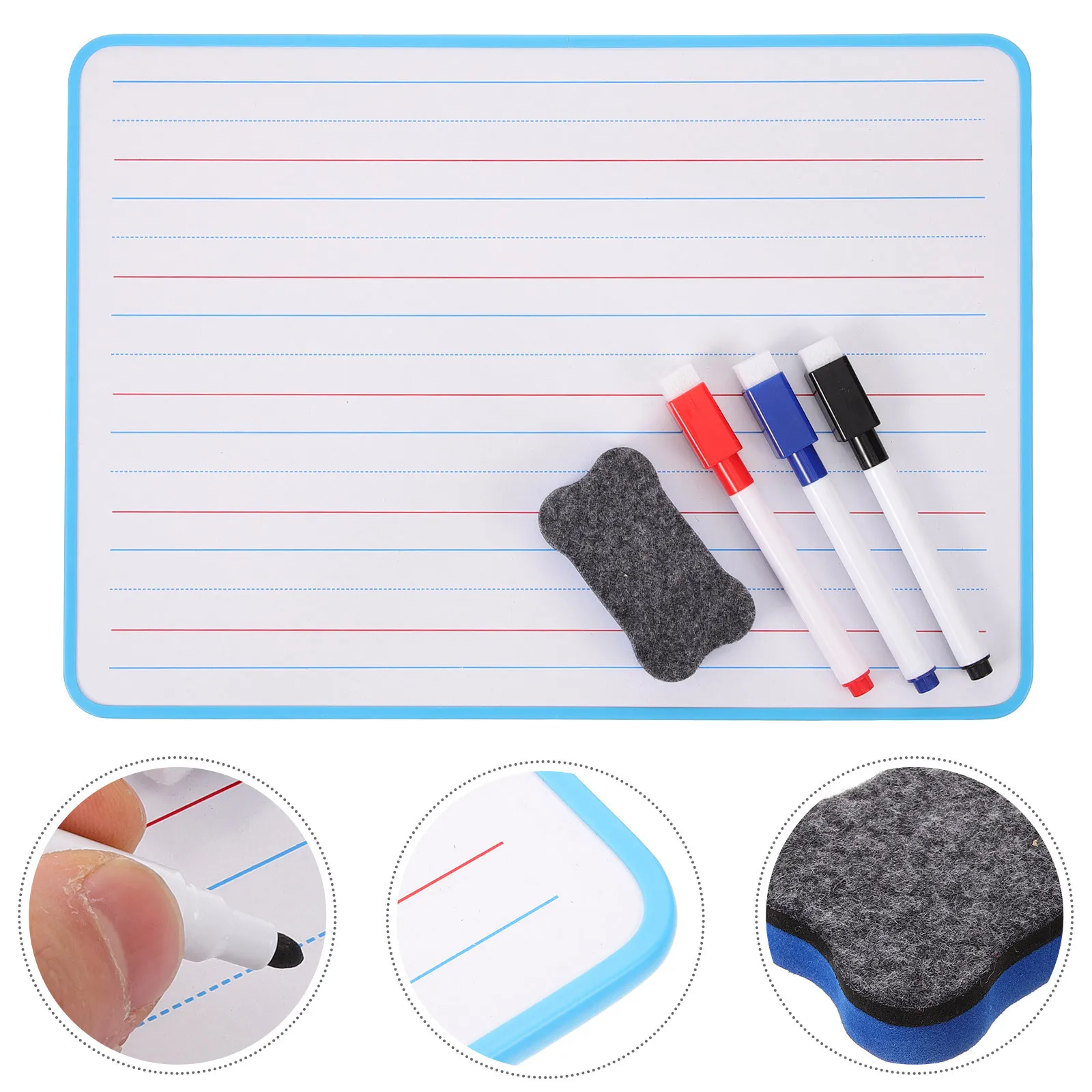 

Double Sided Lined Whiteboard Dry Erase Board for Kids Children Students Compact Lightweight Learning Writing Organization Tool