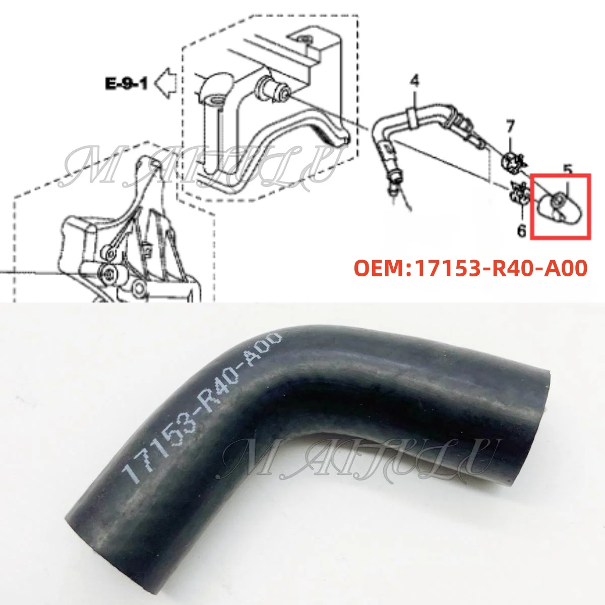 17153R40A00 Suitable for Honda 08-13 Accord CROSSTOUR 2.4L CP2 TF3 Valve chamber cover connection pipe exhaust pipe rubber pipe