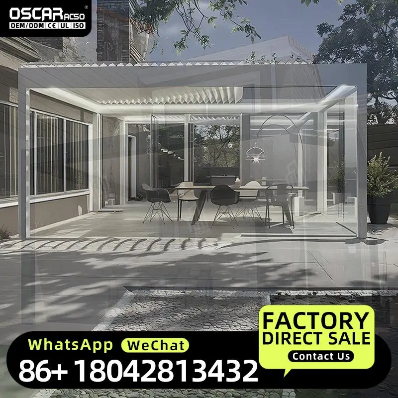 Modern Style Adjustable Louvered Automatic Outdoor  Roof for Garden Patio Backyard  Pergola