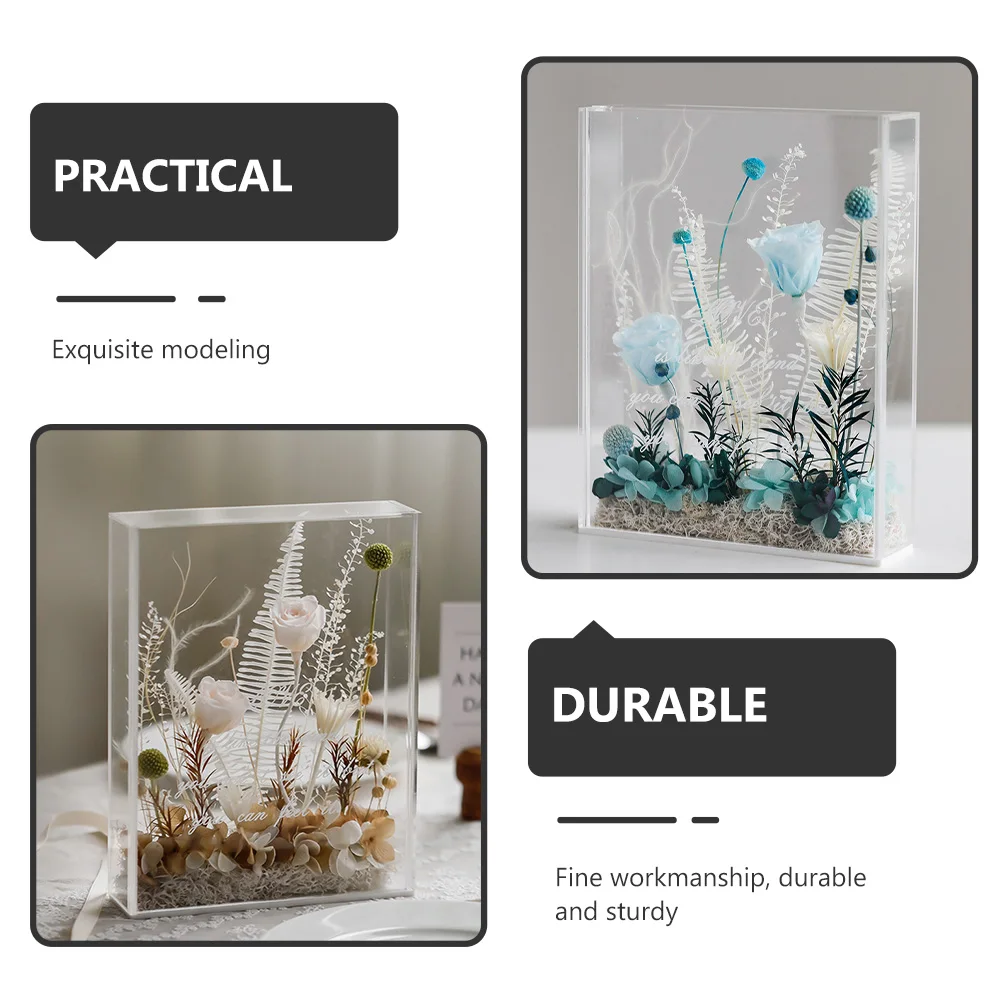 

Eternal Acrylic Dried Flowers Display Box Wedding Home Decor Figurines Showcase Transparent Dustproof for Models