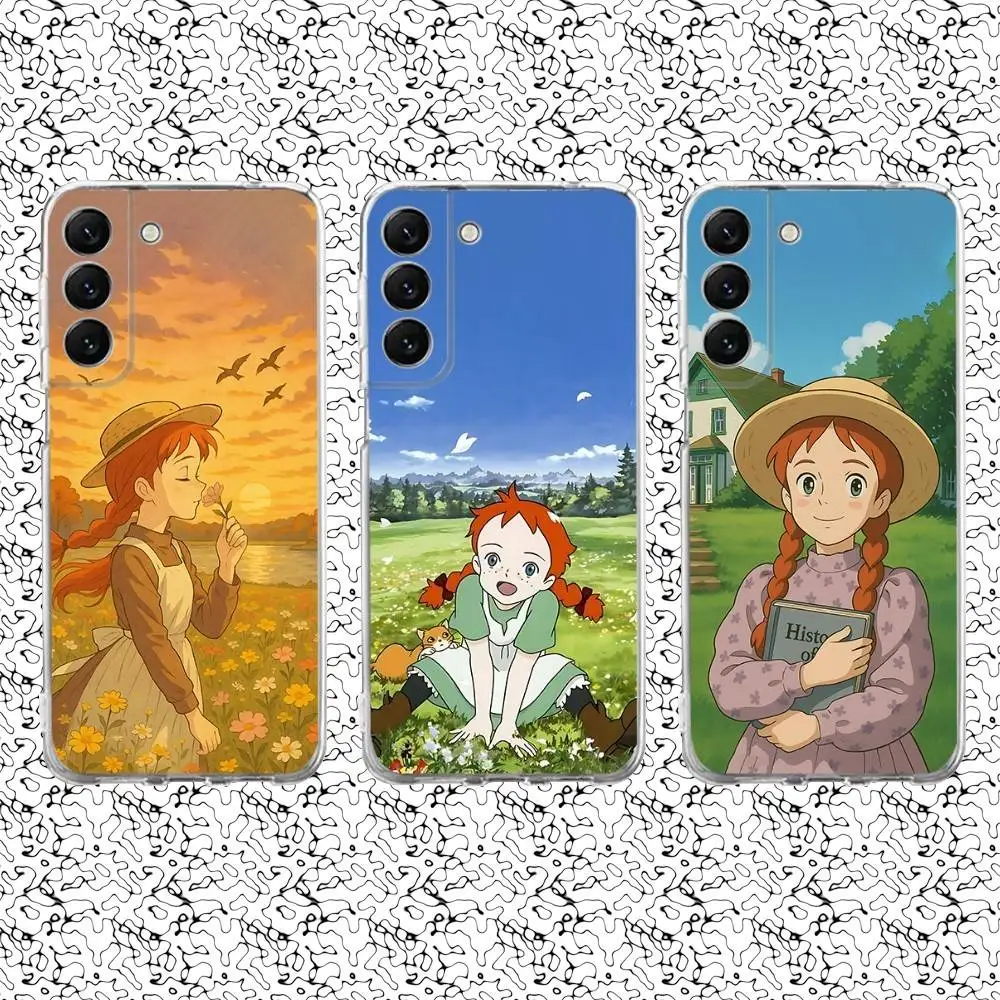 

A-Anne of Green Gables Cartoon Phone Case For Samsung S24,30,21,22,23,20 FE,lite,PIus,Ultra,5G,Note,9,10 Transparent Cover