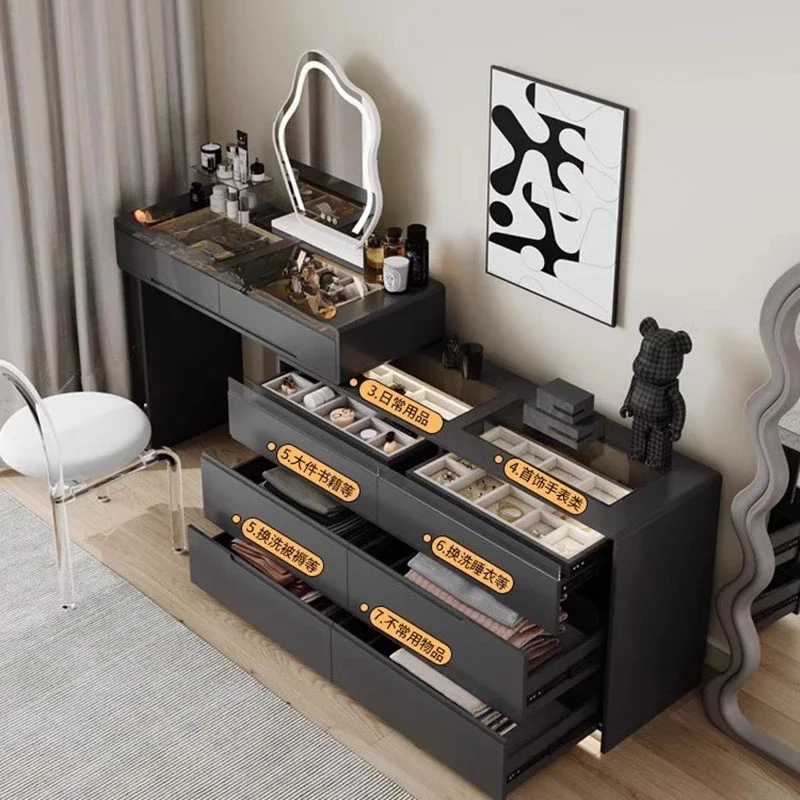 Mirror Italian Dressing Table Drawers Modern Vanity Desk Makeup Storage Dressing Table Simple Coiffeuse De Chambre Furnitures