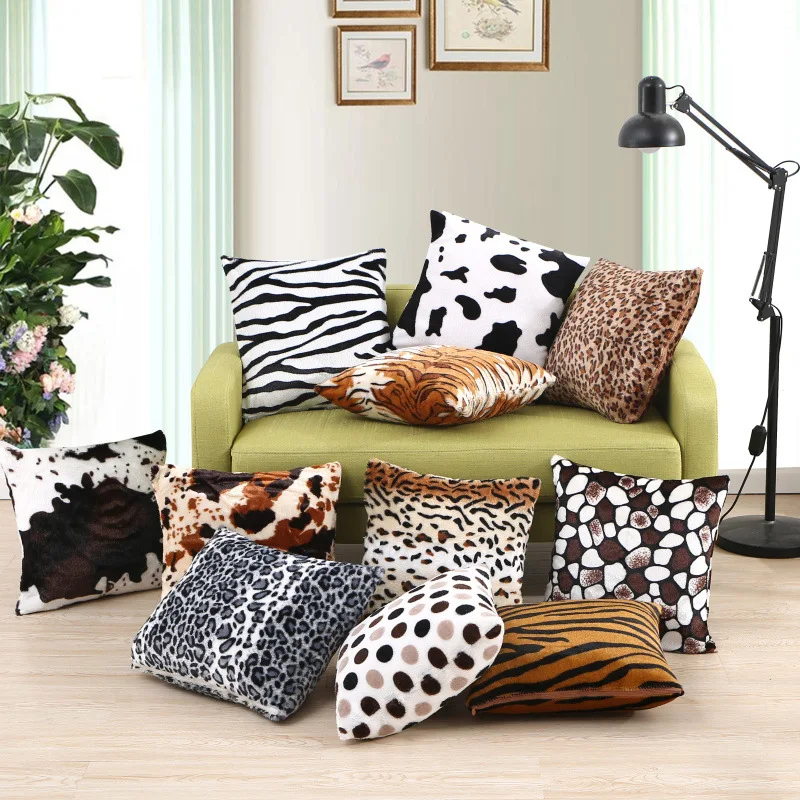 Nordic Leopard Pattern Cushion Covers Vintage Soft Plush Solid Color Pillow Cover 45x45cm Throw Pillow Cover For Home Decor