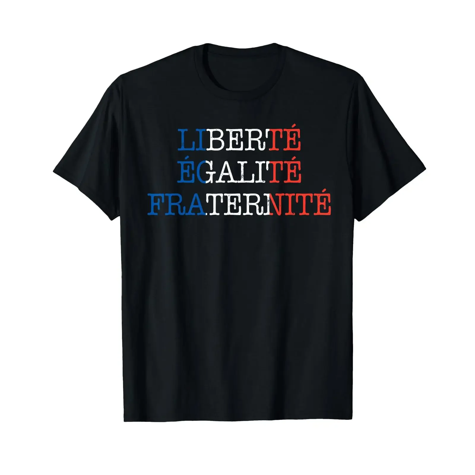 T-shirt vintage français « Bastille Day Liberte Egalite Fraternite » délavé, extensible, doux, streetwear, vêtements de créateur, décontracté