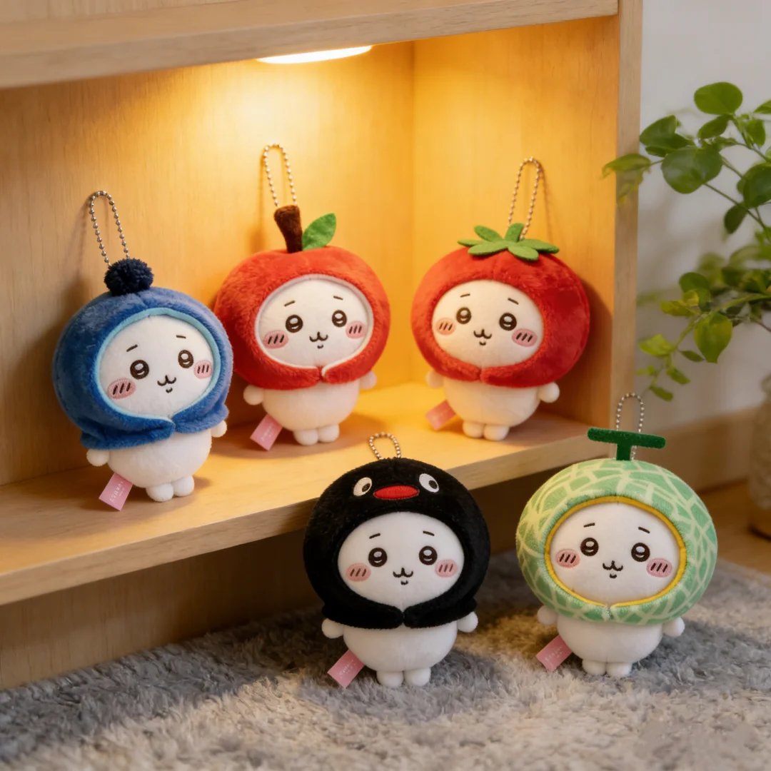 

MINISO Chiikawa Plush Keychain Cute Bag Charm DIY Removable Hat Pendant Mini Stuffed Toy Bag Decor Festival Small Gift for Girls