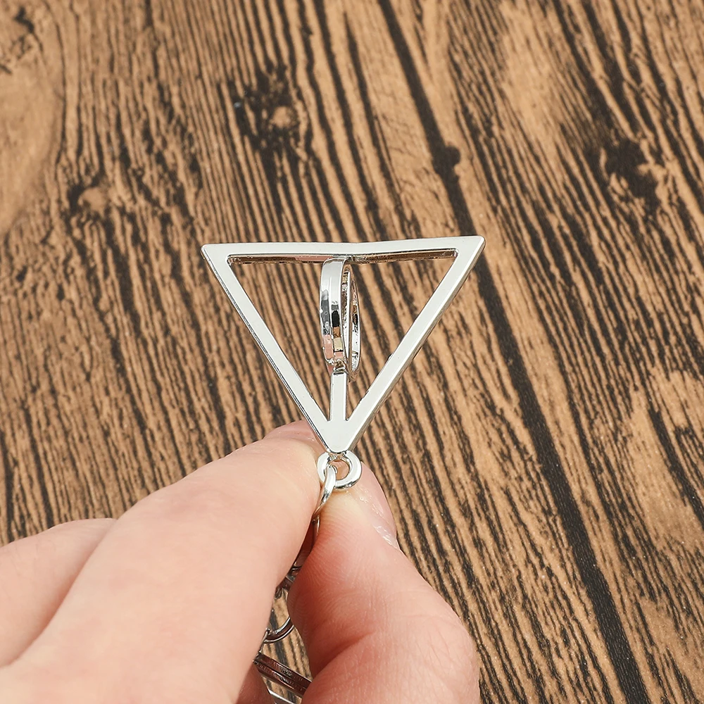 Deathly Hallows Keychain Fashion Rotated Triangle Pendant Bag Accessory Gift Quality Metal Keyrings