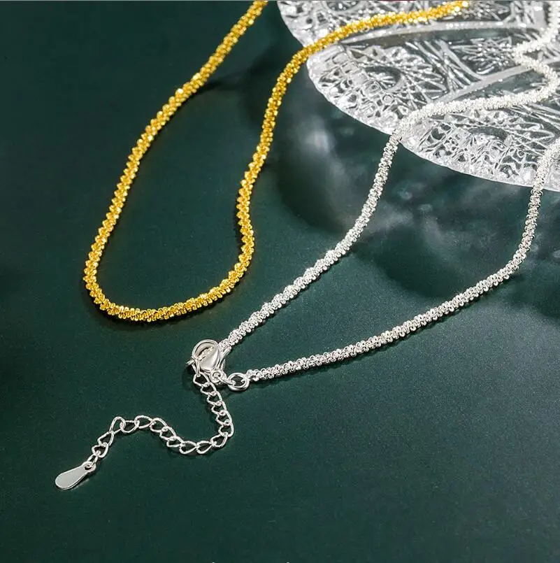 Real 925 Sterling Silver Chain Temperament Sweet Choker Short Necklace for Women Valentine\'s Day Gift Wedding Fine Jewelry