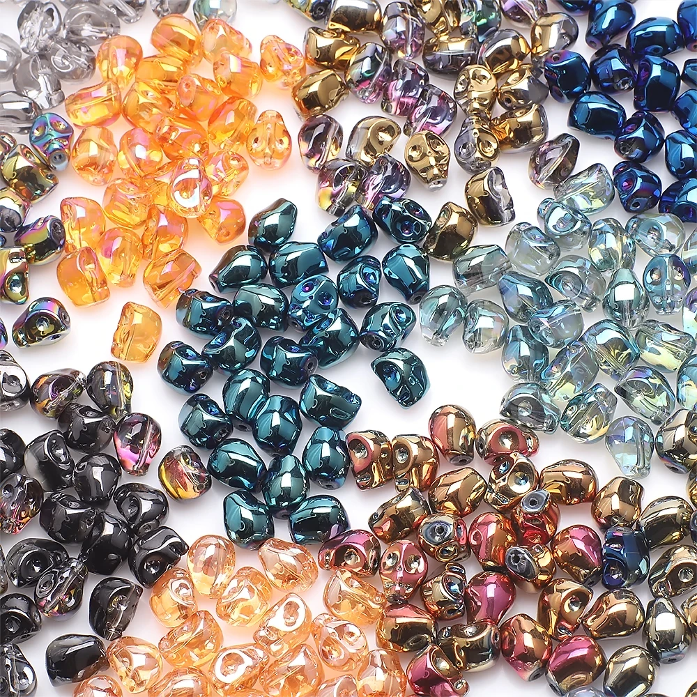 30 Pcs/Lot 8x10mm Skull Head Faceted Crystal Glass Loose Spacer Beads Handmade For Jewelry Making Earing Necklace DIY Accessory