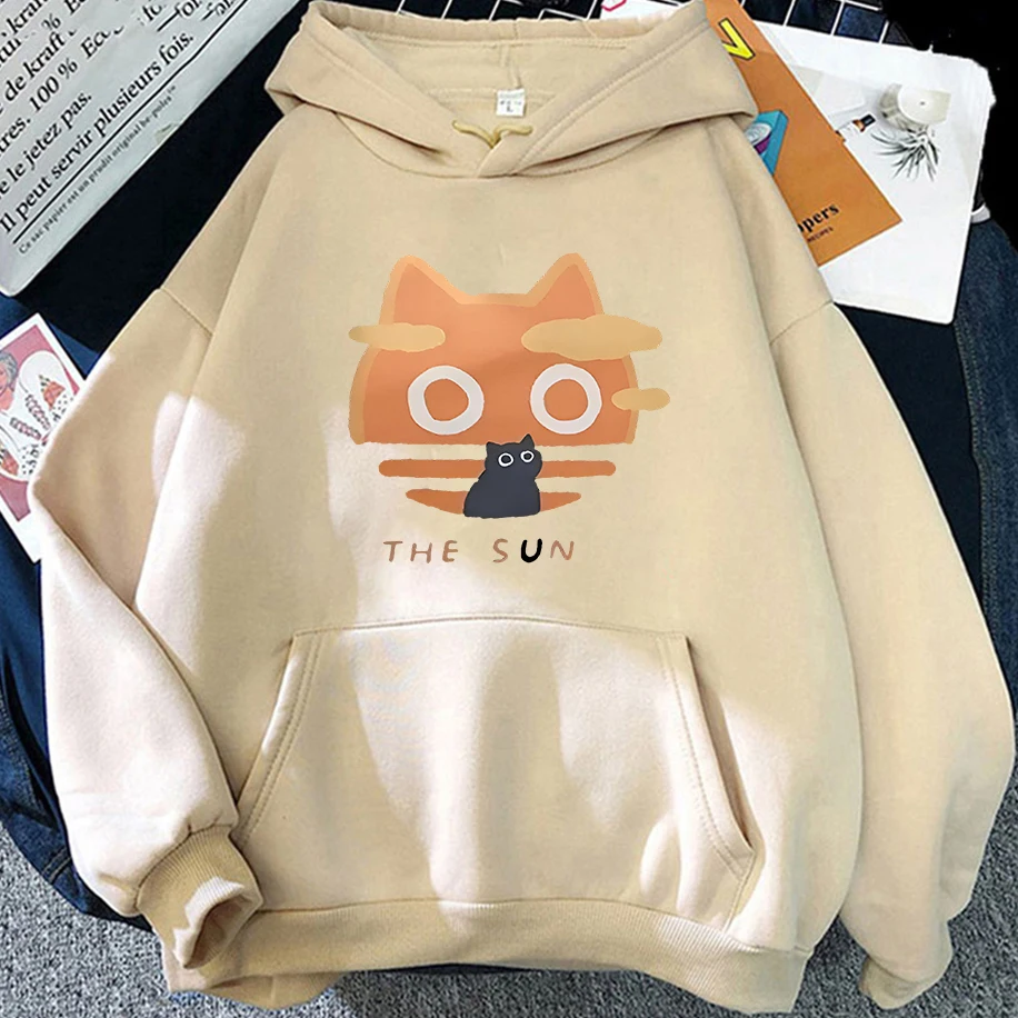 الشتاء المشجعين القط طباعة أنيمي مضحك الرجال امرأة هوديي الهيب هوب موضة عادية كبيرة Y2K زوجين بلوزة مريحة البلوز #6