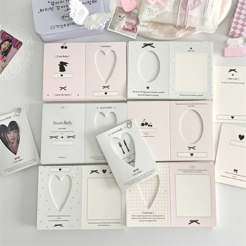 10pcs/pack Hollow Window Folding Back Card Kpop 3 Inch Photocard Holder DIY Small Card Decorative Packaging Material