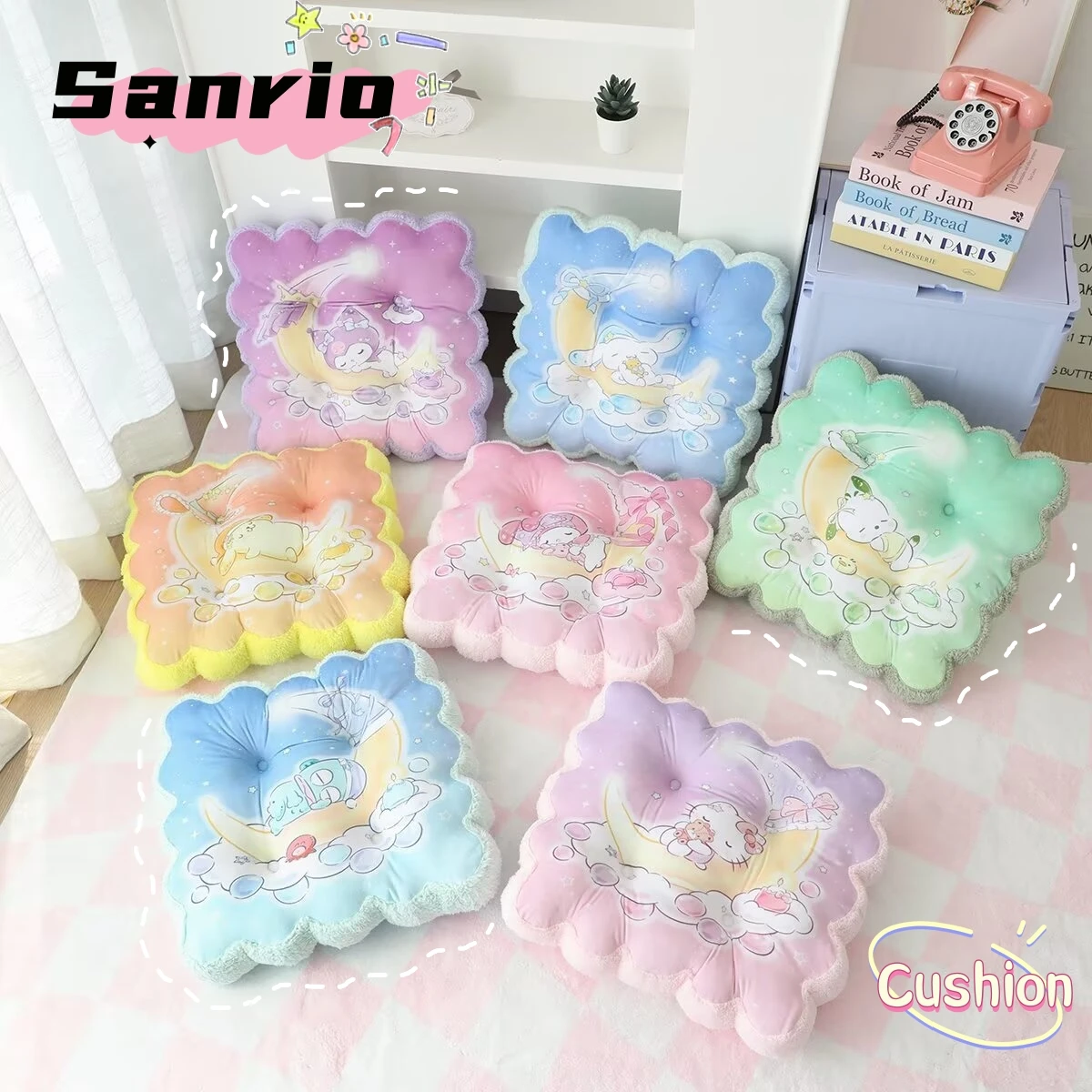 Sanrio Hello Kitty My Melody Kuromi Pom Pom Purin Cinnamoroll Sitting Cushion Chair Floor Back Cushion Home Decor