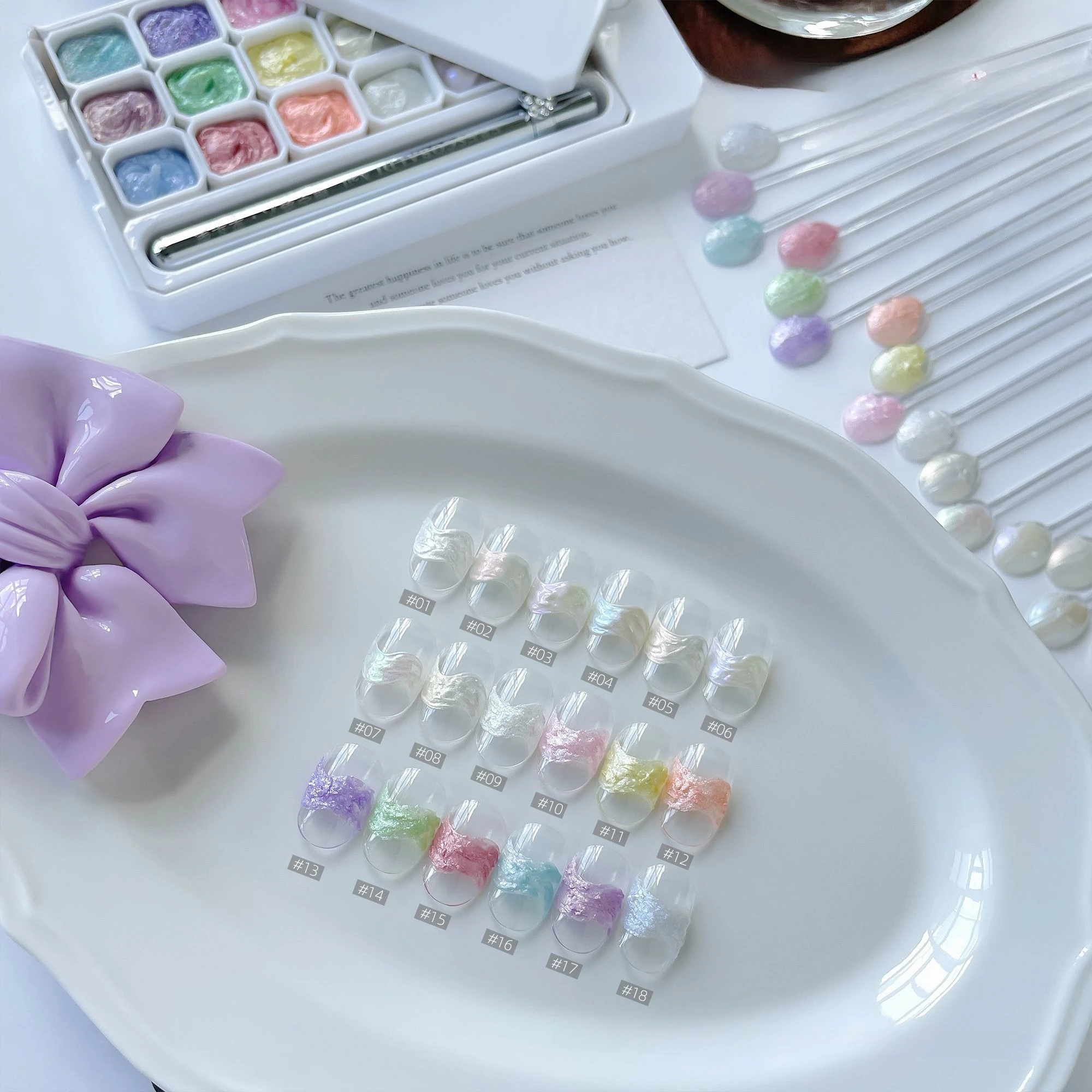 18 grilles fée poudre crème solide Gel Nail Art Pigment-pas d'essuyage 3D texturé Pat peinture Gel vernis conceptions pour manucure bricolage