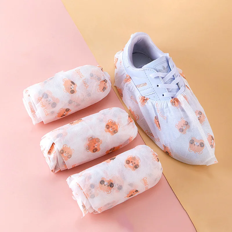 

50 пар моющихся толстых одноразовых бахил с принтом. 26x14 см, нетканый материал, прочный и дышащий