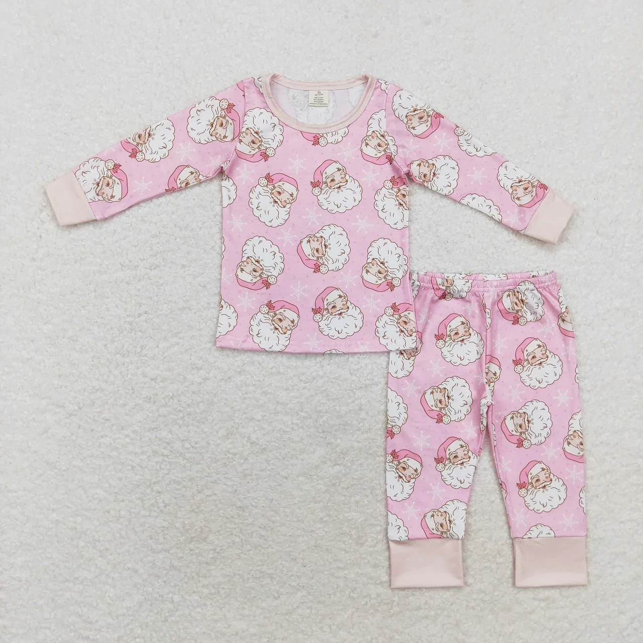 Wholesale Children Nightwear Toddler Long Sleeves Baby Girl Santa Tree Pink Set Christmas Pajamas Kids Pants Outfit Sleepwear