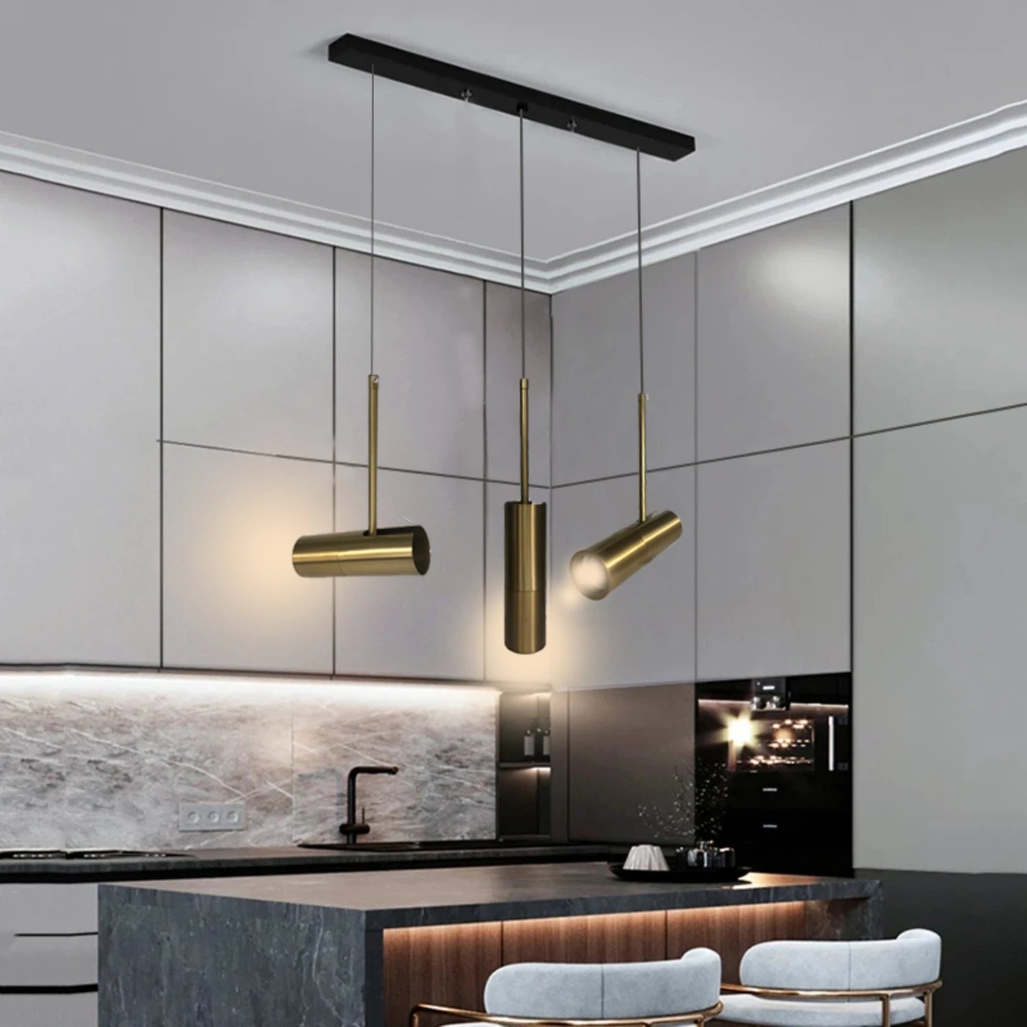 Stylish Sleek Black Modern Nordic LED Hanging Pendant Lights - Elegant Adjustable Design for Dining Room, Bedroom, Study, Restau