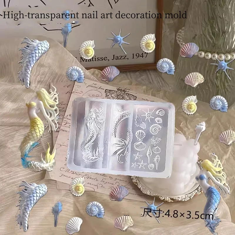 

3D Sea Shell Nail Mold Silicone Nail Tools Summer Mermaid Beach Ocean Nail Charms Resin Molds Nail Art Accessories Nail Supplies