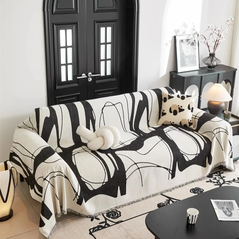 Abstract Chenille Thickened Sofa Cover Modern Full Cover Sofa Towel for Four Seasons Double Face Usable Dustproof Home Textile
