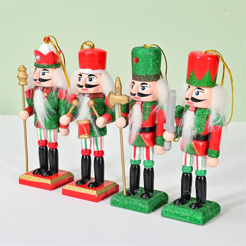 Cascanueces de madera de colores navideños, soldado, Cascanueces, banda de juego, muñecas, adornos artesanales de escritorio, 12,5 cm