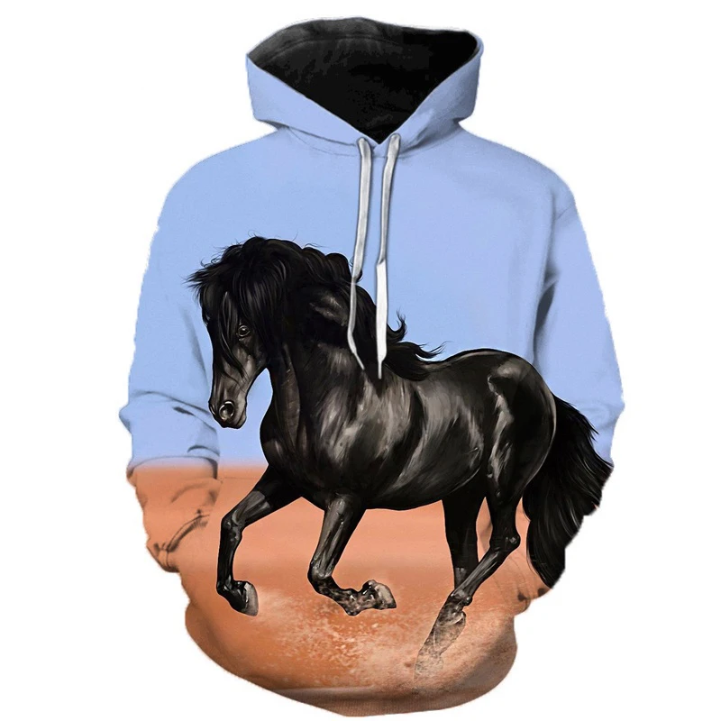 

2023 Men Women White Horse Animal Plus Size Pullover Hoodies Fashion Casual 3D Long Sleeve Hoodies Unisex Cool Sweatshirt Coat