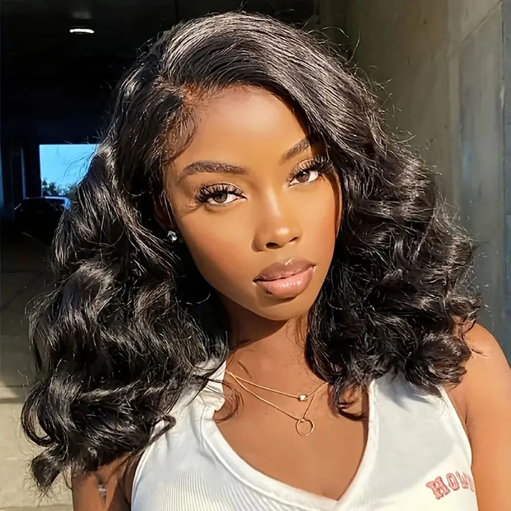 Body Wave Short Bob Lace Front Human Hair Wigs For Women 7x5 HD Transparent Lace Frontal Wig Glueless Wig Pre Plucked 14 16inch