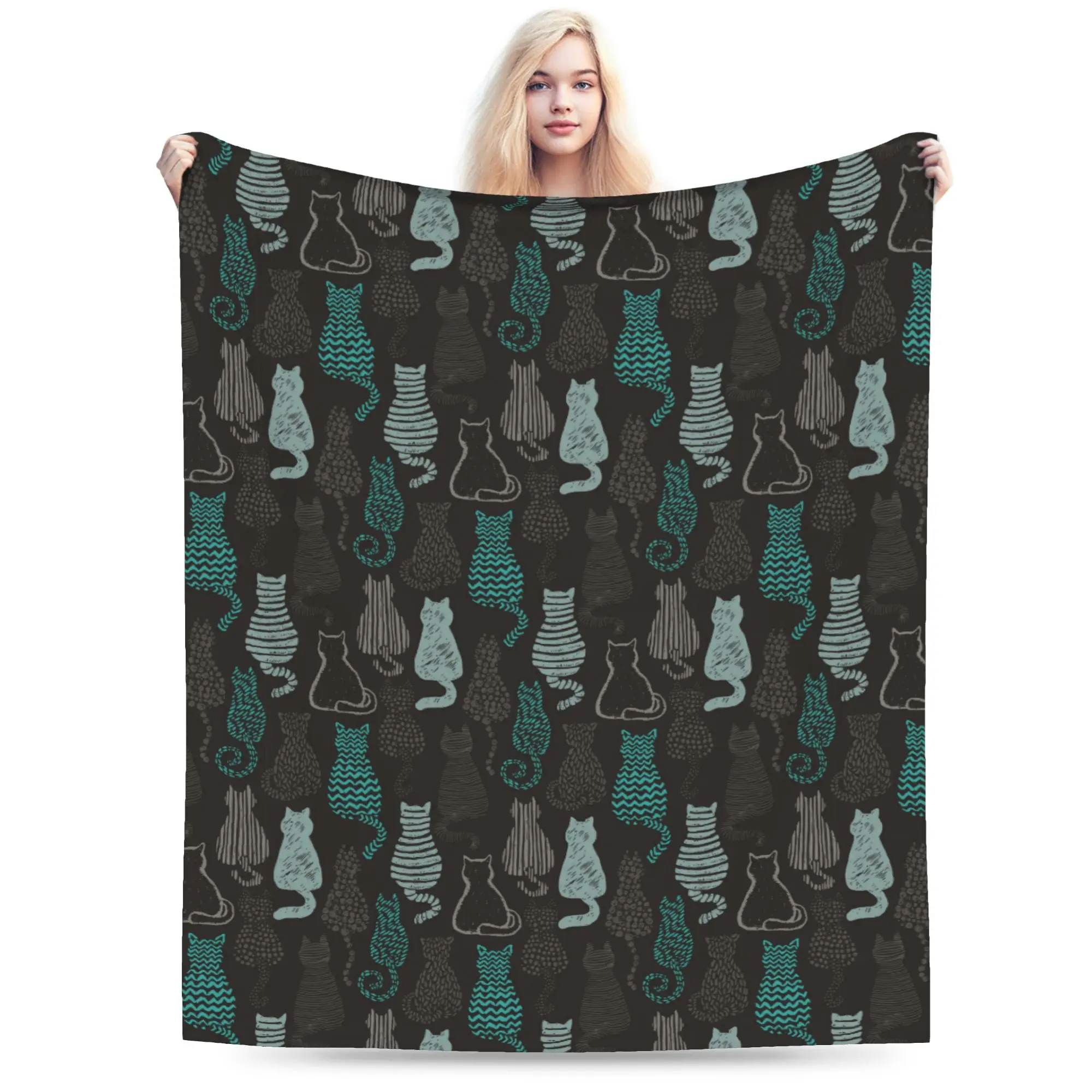 

Одеяло с изображением кота, флисовое летнее дышащее супер теплое одеяло с милыми животными для дома, автомобиля, плюшевое тонкое одеяло