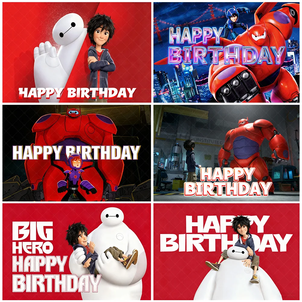 

Disney Big Hero 6 Theme Backdrop Kids Birthday Party Decorations Baymax Cartoon Background Baby Shower Supplies Child Faovr Gift