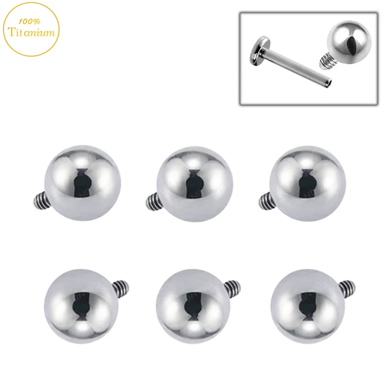 

10pcs/Lot 16G 14G Stud Earrings Nose Nail Labret Lip Nail Jewelry Accessories F136 Titanium Piercing 3/4/5mm Jewelry Ball Top