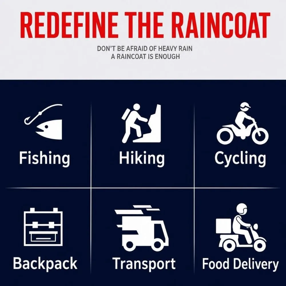 One-Piece Waterproof Rain Poncho Full Body Coverage Hooded Electric Bike Raincoat Windproof Sleeve Design Raincoat Cycling 5