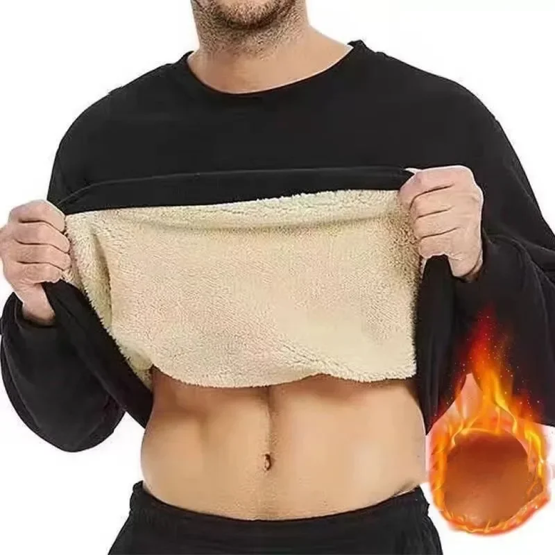 

1pcs Men Thickening Velvet Warm Casual Top Men's Winter Long-sleeved Thermal Underwer Male Round Neck Fashion T-shirt M-5XL