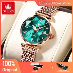 OLEVS-Montre à Quartz de Luxe pour Femme, Étanche, en Acier Inoxydable, Chronographe, Date, à la Mode, 5536