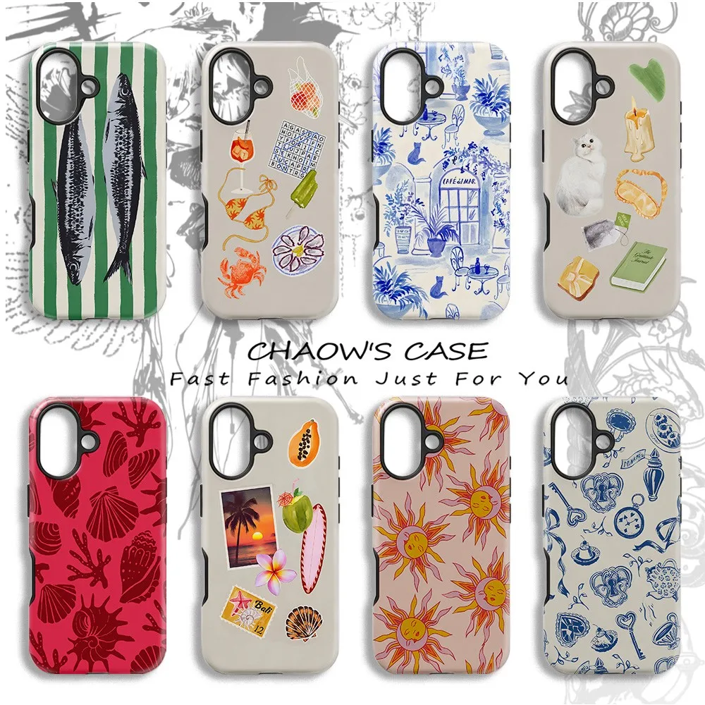 Food Sketch Phone Case for Samsung Galaxy S20 S23 S24 S25 S26 FE Plus Ultra Edge 4G 5G Luxury Double-layer Cover
