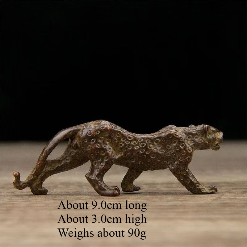 

Little Fairy/ Exquisite Vintage Copper Cheetah Tea Pet Creative Home Decoration Metal Miniature Animal Statue Garden Decoration