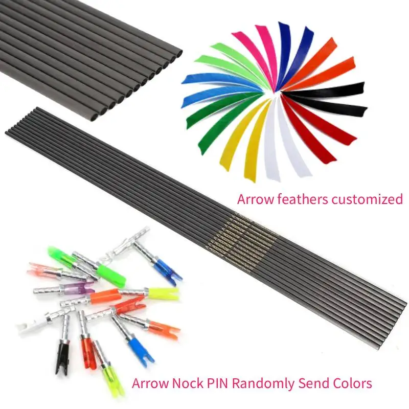 12pcs Pure Carbon Arrow Tubes ID6.2 Spine 200-500 for Archery DIY Hunting Shooting - Carbon Arrow Shafts