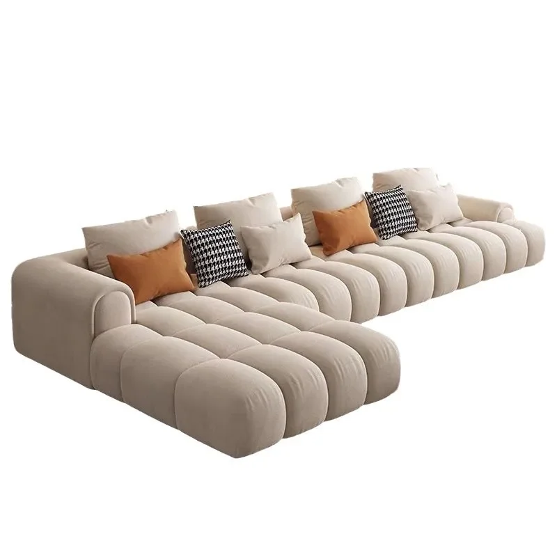 

Cream wind light luxury technology cloth sofa cloud living room square rental house modern minimalist bedroom fabric sofa