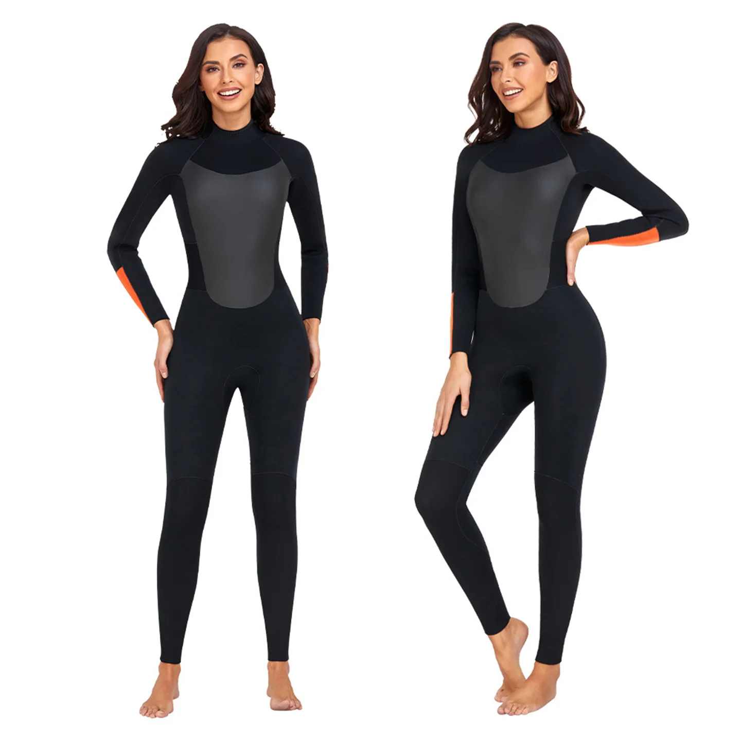 Winter Women Long Sleeve CR Embossing 3/2MM Neoprene Wetsuit One-Piece Scuba Diving Suit For Surfing Snorkeling Thermal Swimsuit