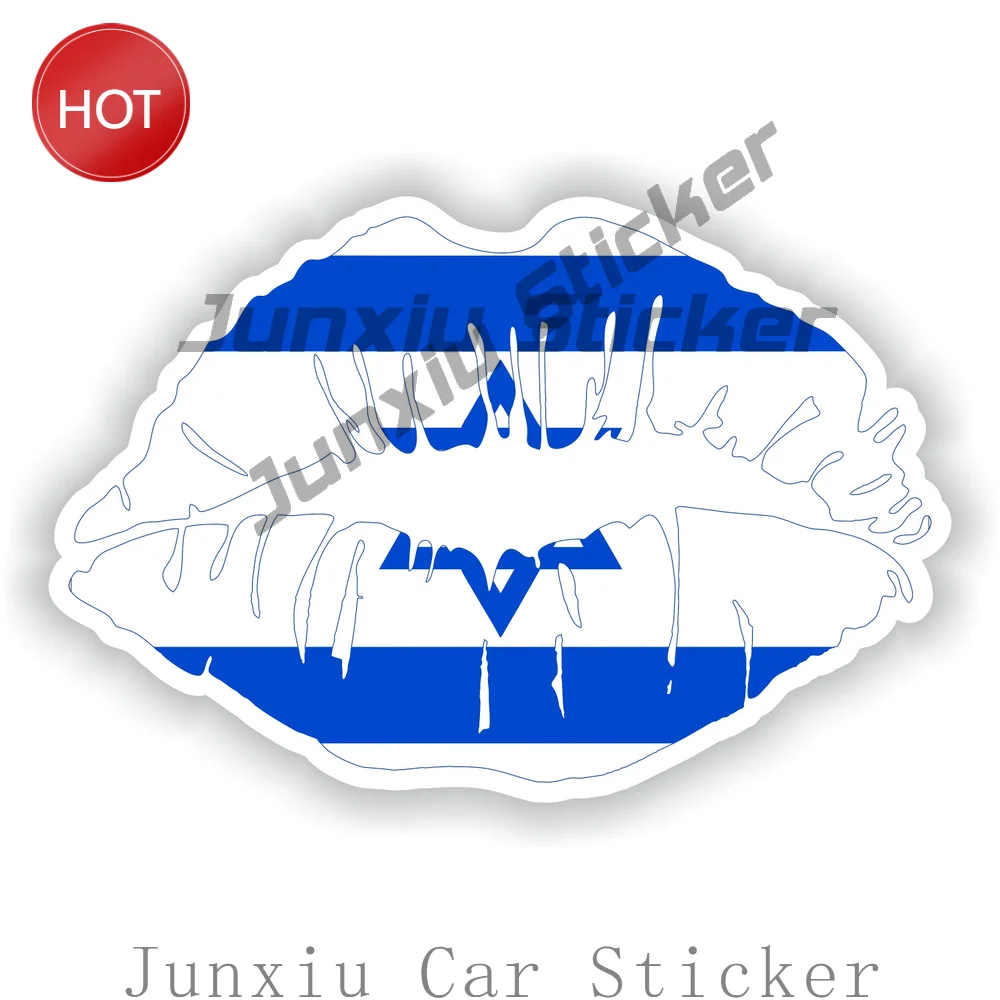 Israel Flag Lips PVC Sticker For Car Window Laptop And Travel Luggage Personal Accessories Decoration Decal