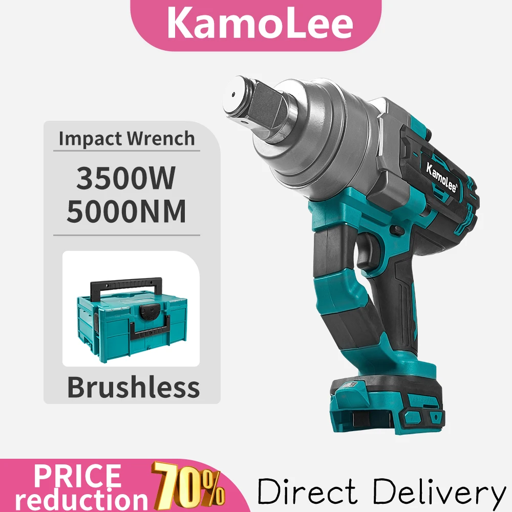

Kamolee 5000NM Крутящий момент 1 дюйм Бесщеточный мощный электрический ударный гайковерт Литий-ионный аккумулятор для аккумулятора 18/21 В