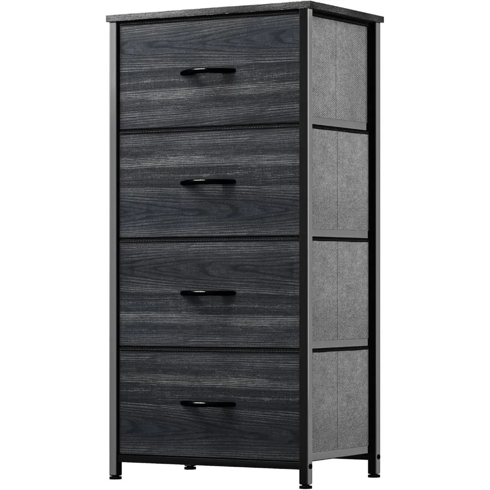 

Dresser with 4 Drawers - Fabric Storage Tower, Organizer Unit for Bedroom, Hallway, Closets - Sturdy Steel Frame, Wooden Top