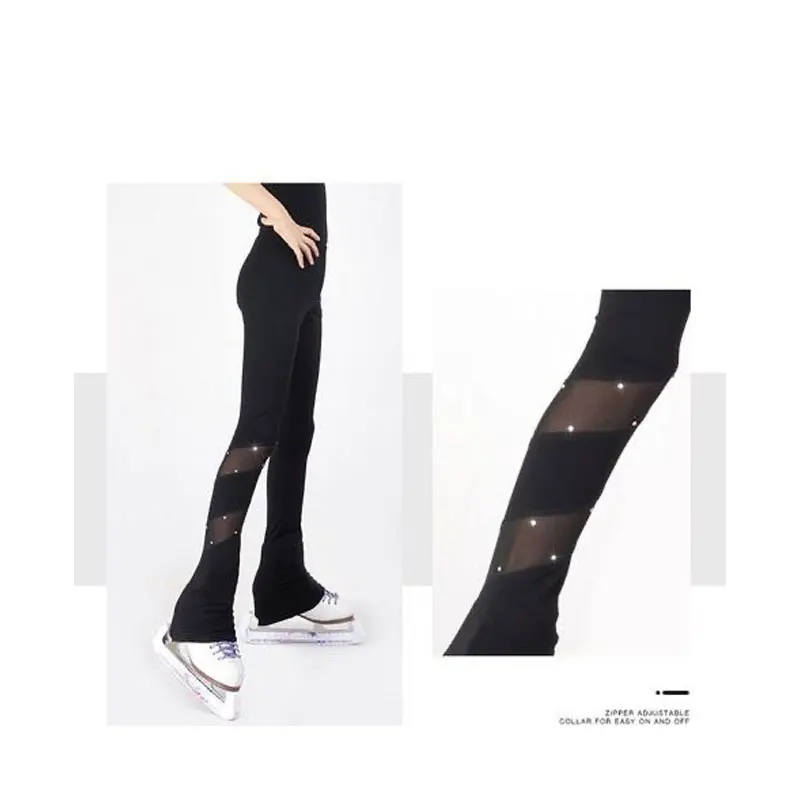 Figure Skating Training Pants, Rhinestone Mesh Pants, Skating Pants for Girls