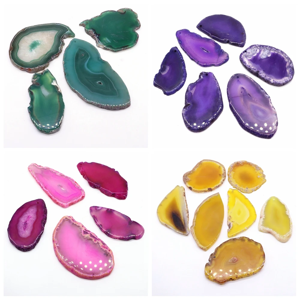 

Natural Agate Onyx Slices Top Drilled Irregular Shape Colourful Pendant For DIY Jewelry Home Decoration Accessories Wholesale