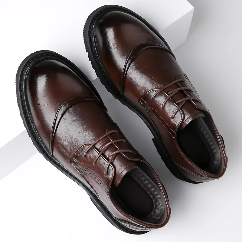 Brand Mens Formal Shoes Genuine Leather Coiffeur Brown Dress Designer Shoes Men Office Elegant Shoes Men Classic Sapato Oxford