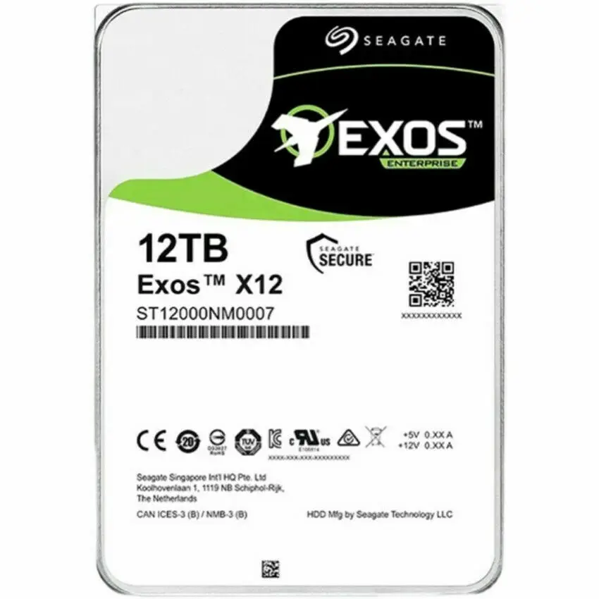 

ST12000NM0007 Seagate 12TB Exos 6Gb/s 256MB SATA 3.5" Enterprise Hard Drive