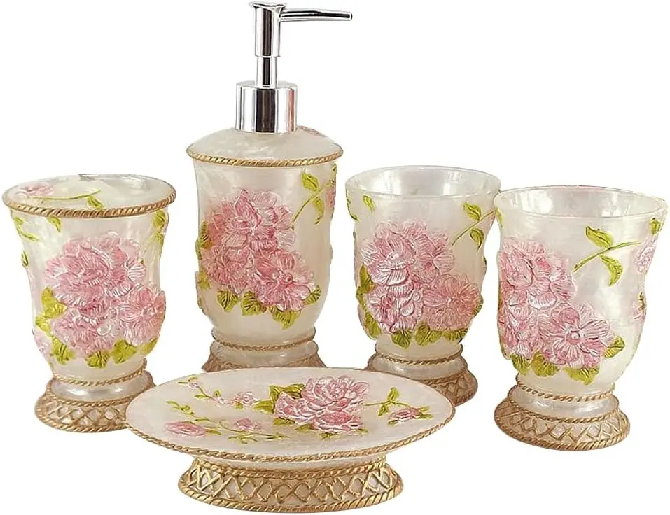 

Vintage Bathroom Accessories, 5Piece Bathroom Accessories Set, Bathroom Set Features, Soap Dispenser, Toothbrush Holder, T
