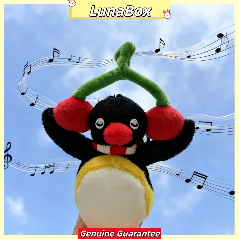 New Pingu Penguin Creative Fruit Series Plush Keychain Listening Cherry Doll Lovely Soft Hanging Ornament Gift For Kids Girls