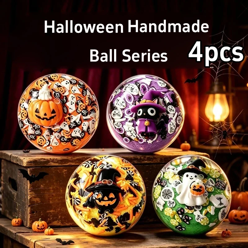 Halloween Handmade Squishy Ball Slow Rise Fidget Ball With Pumpkin Ghost Decor Adults Stress Relief Decompression Squeeze Gift