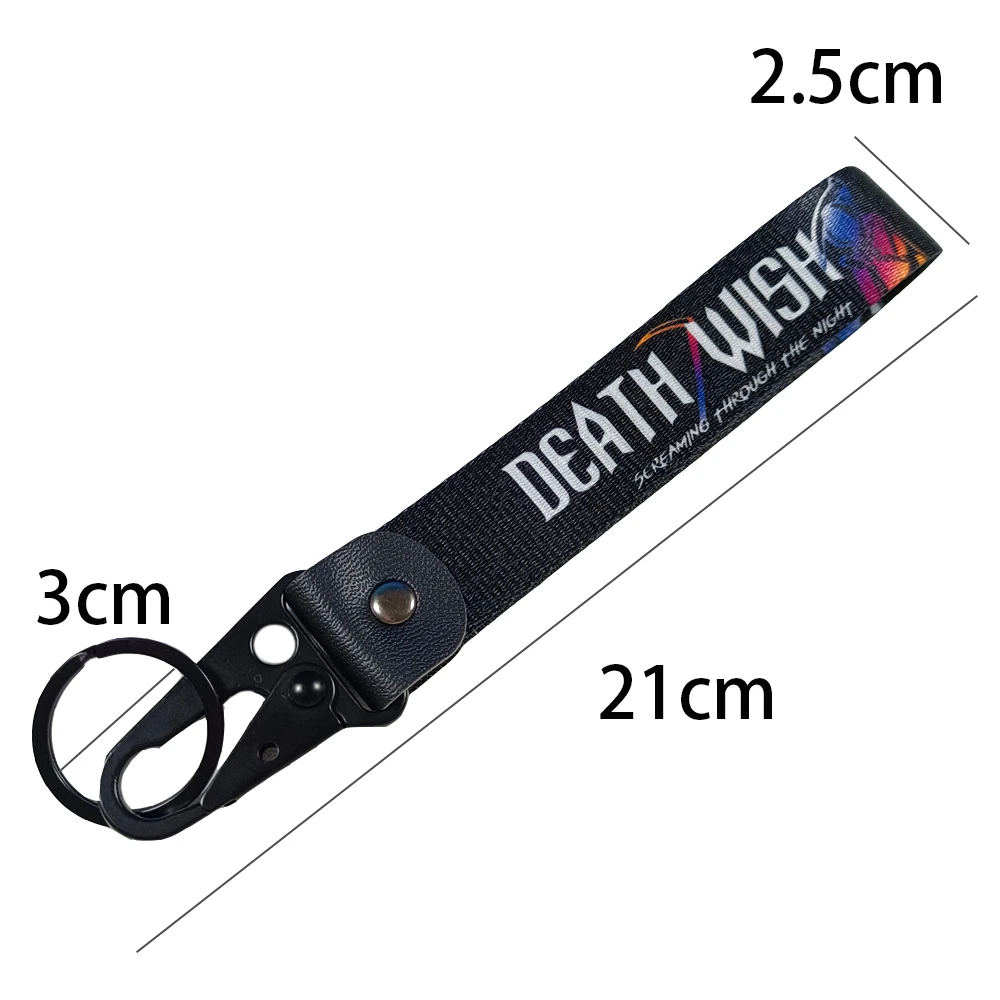 

Car Keychain Short Lanyard Nylon Wristband Keyring For Death Wish Audi A3 Mini Cooper Mitsubishi Lancer Skoda Kia F1 Accessories